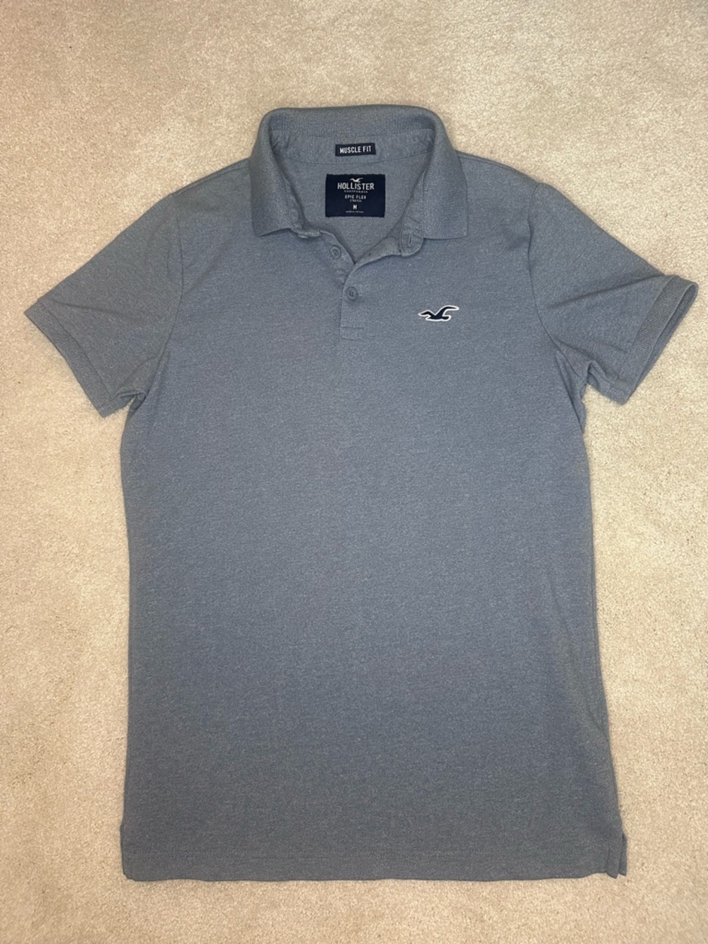 Hollister Men's Heather Gray Polo with Chest Logo